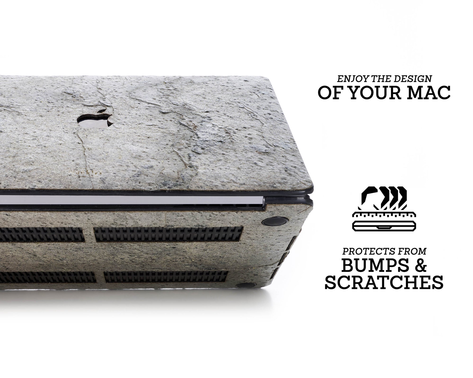 MACBOOK PROTECTIVE CASE - Made of Real Stone - Silver Grey